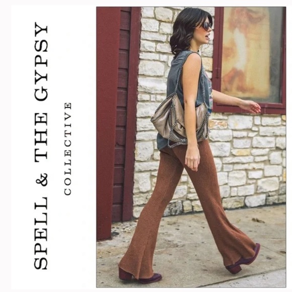 Spell and the gypsy collective Margot Knit Bell Bottom Pants NWT - Picture 7 of 8